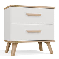 Szafka Nocna OLYMPO 2S BIAŁY DĄB ARTISAN Stolik 2 Szuflady Do Sypialni