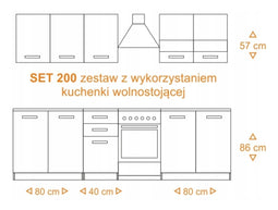 MEBLE KUCHENNE SET 200 KUCHNIA BIEL DĄB ARTISAN