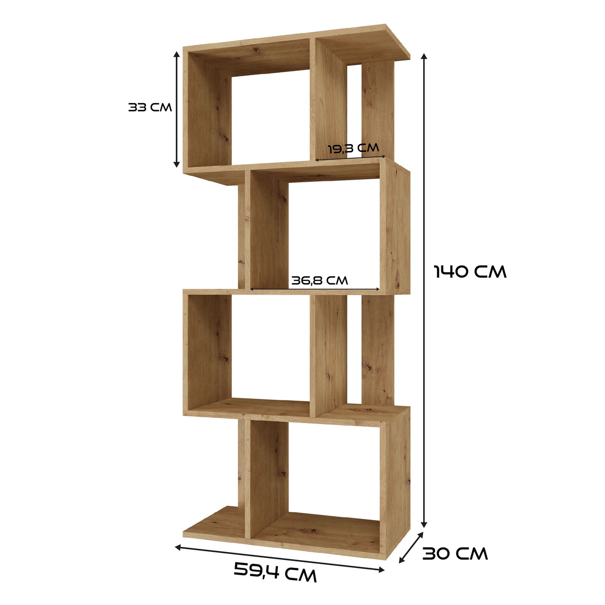 REGAŁ OTWARTY STOJĄCY PÓŁKI FIESTA 4P DĄB ARTISAN