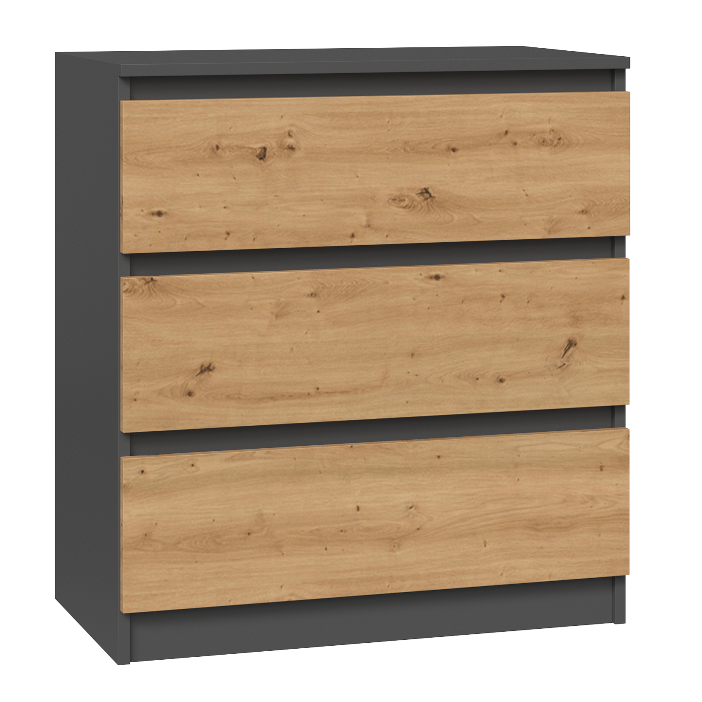 KOMODA SZAFKA 3 SZUFLADY M3 ANTRACYT / DĄB ARTISAN