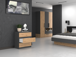 KOMODA SZAFKA 3 SZUFLADY M3 ANTRACYT / DĄB ARTISAN