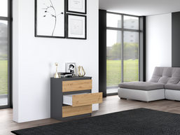 KOMODA SZAFKA 3 SZUFLADY M3 ANTRACYT / DĄB ARTISAN