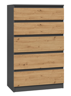 KOMODA SZAFKA 5 SZUFLAD M5 ANTRACYT / ARTISAN