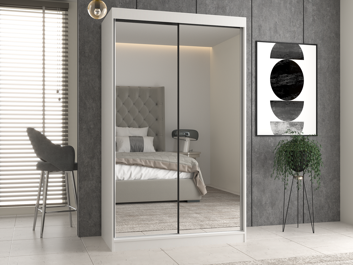 SZAFA PRZESUWNA IGA 120 CM DRZWI 2 LUSTRA BIEL