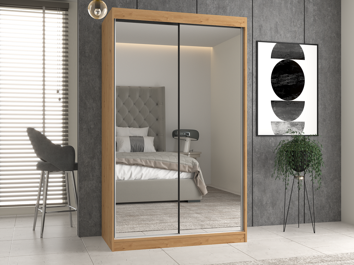 SZAFA PRZESUWNA IGA 120 CM DRZWI 2 LUSTRA DĄB ARTISAN