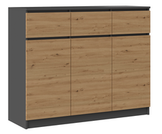 KOMODA SZAFKA 3D3S 120 - ANTRACYT / DĄB ARTISAN