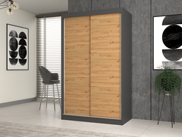 SZAFA PRZESUWNA IGA 120 CM DRZWI PRZESUWNE ANTRACYT / DĄB ARTISAN