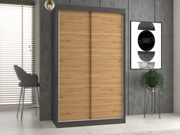 SZAFA PRZESUWNA IGA 120 CM DRZWI ZE SZPROSAMI ANTRACYT / DĄB ARTISAN