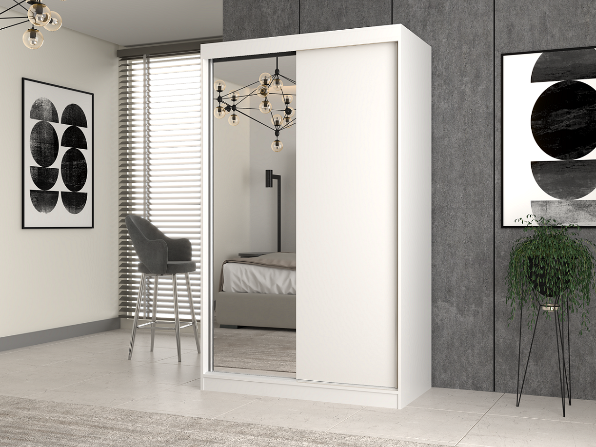 SZAFA PRZESUWNA IGA 120 CM 1 LUSTRO BIEL MAT
