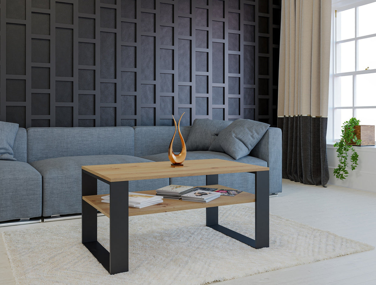 STOLIK KAWOWY ŁAWA MODERN 1P DĄB ARTISAN CZERŃ