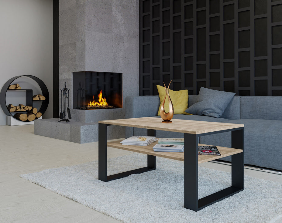 STOLIK KAWOWY ŁAWA MODERN 1P DĄB SONOMA CZERŃ