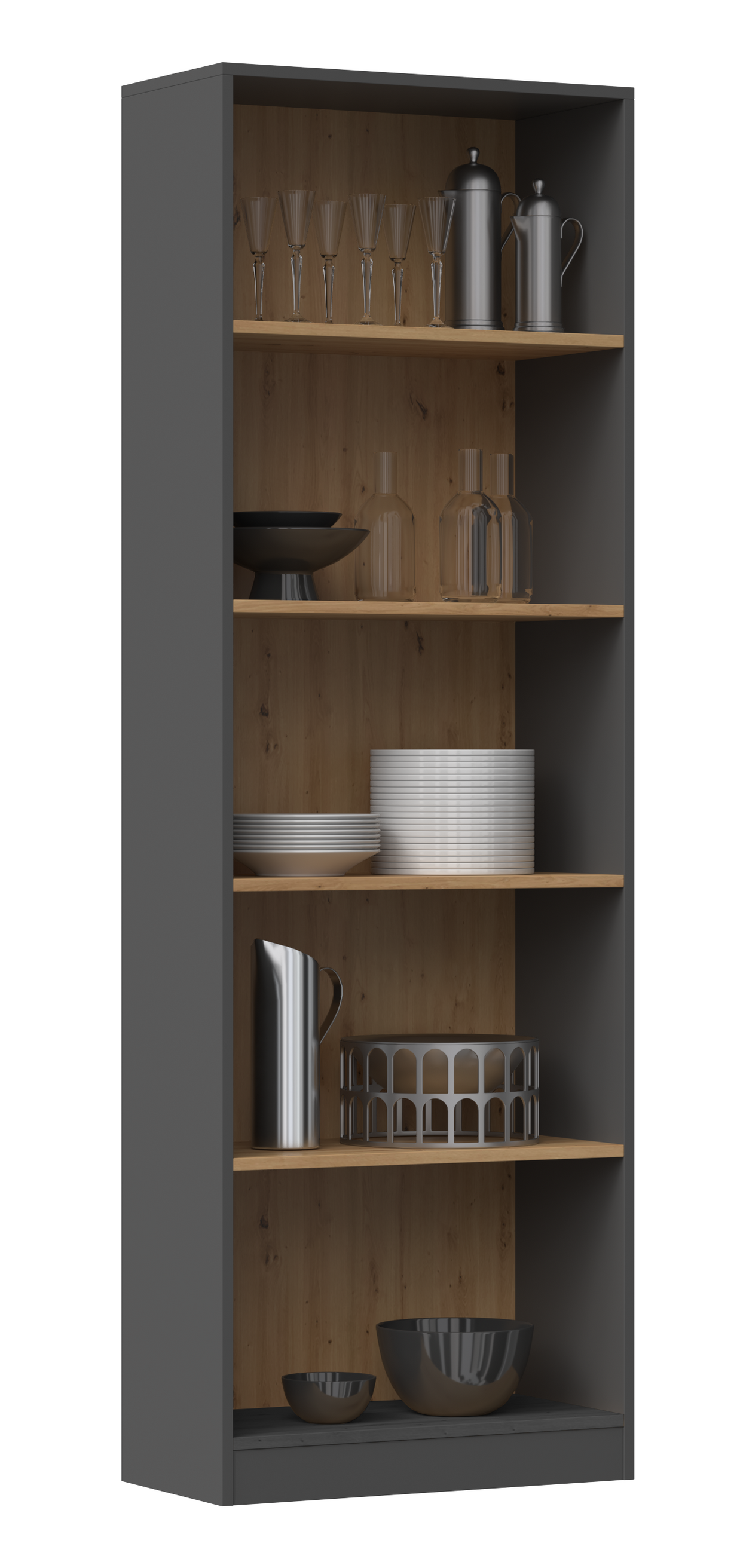 REGAŁ R60 NA KSIĄŻKI 60 CM ANTRACYT / DĄB ARTISAN