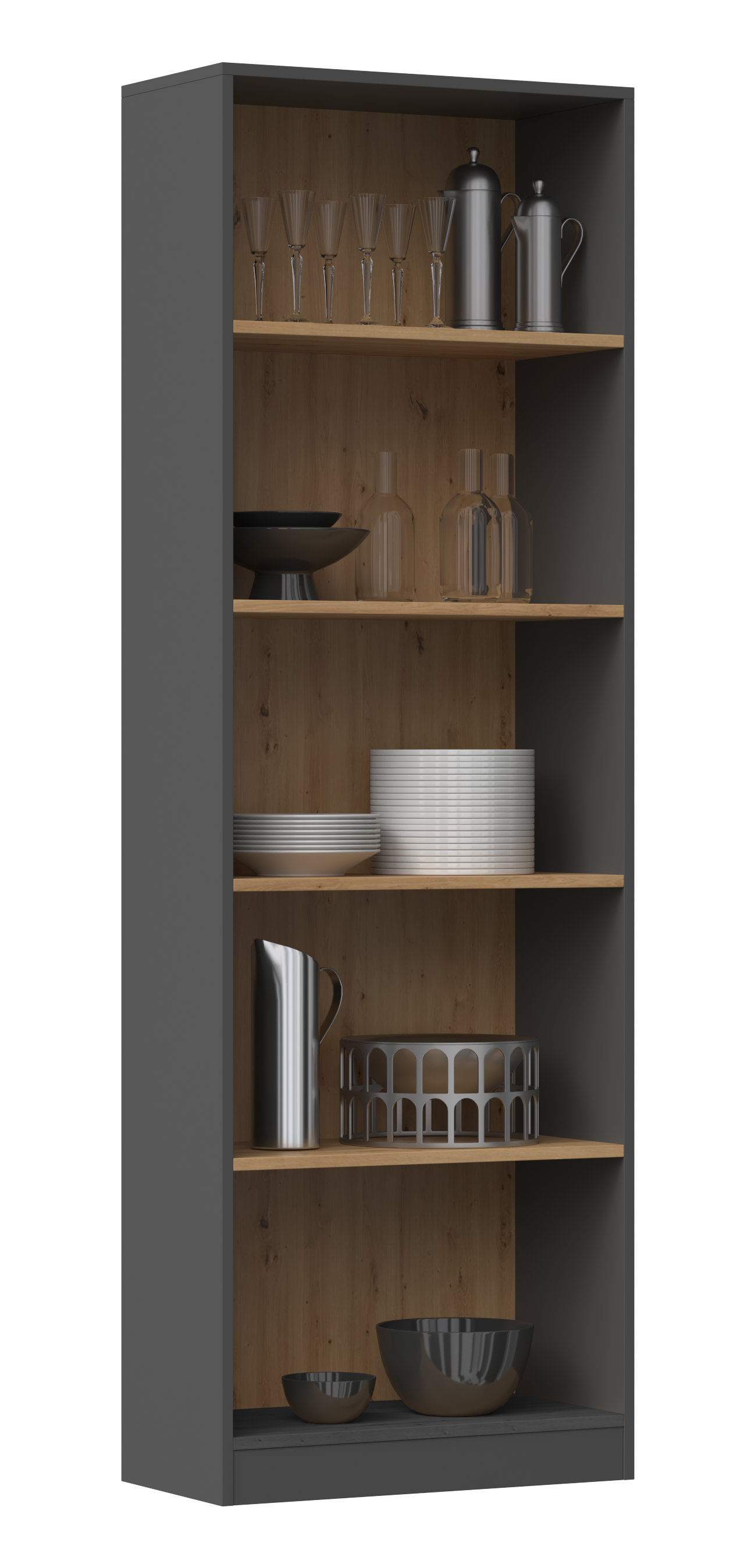 REGAŁ R60 NA KSIĄŻKI 60 CM ANTRACYT / DĄB ARTISAN