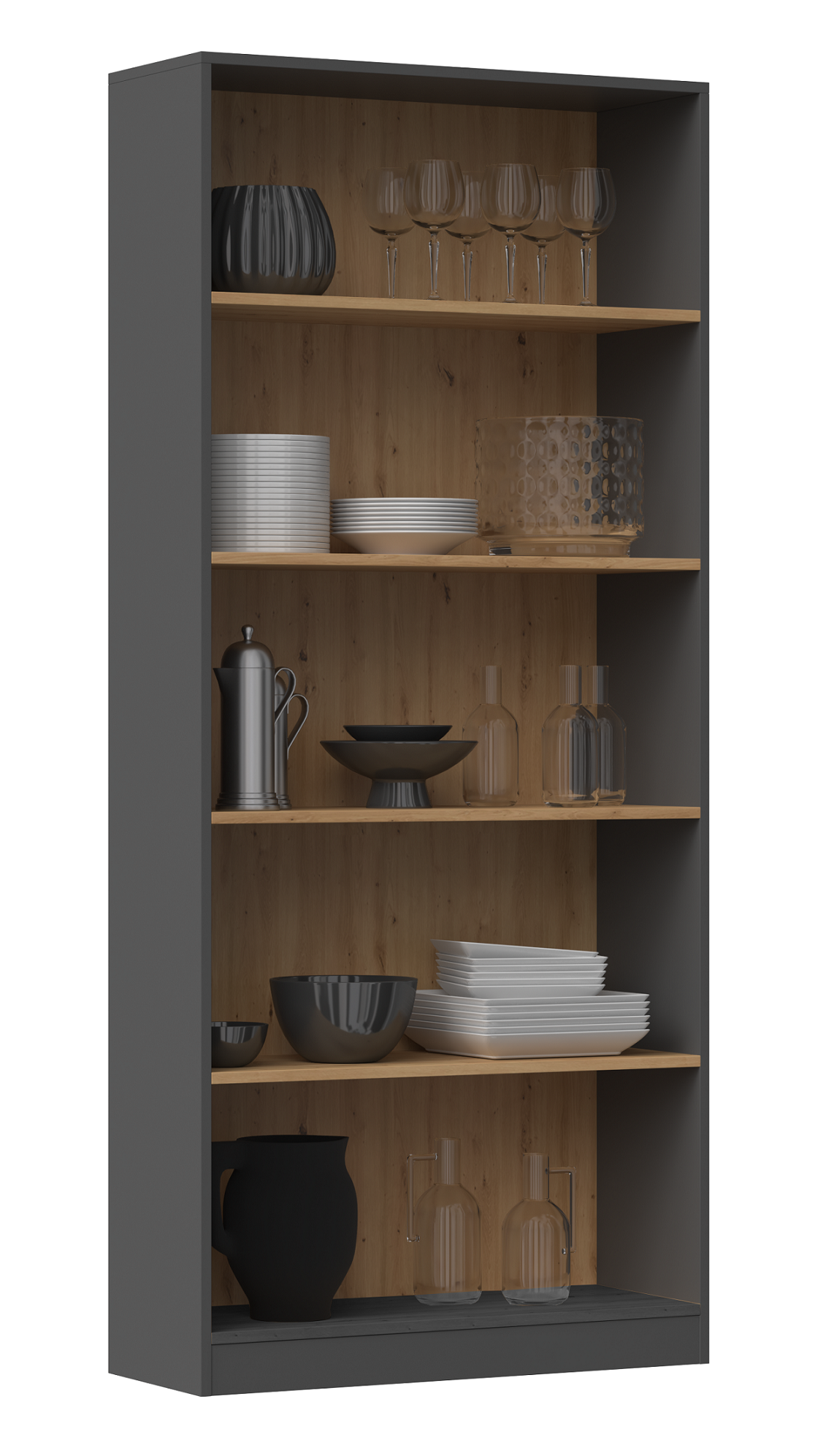 REGAŁ R80 NA KSIĄŻKI 80 CM ANTRACYT / DĄB ARTISAN