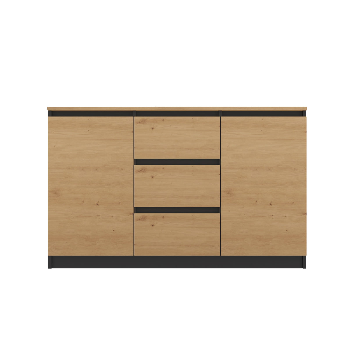 KOMODA 2D3S 120 DRZWI SZUFLADY ANTRACYT BLAT DĄB ARTISAN
