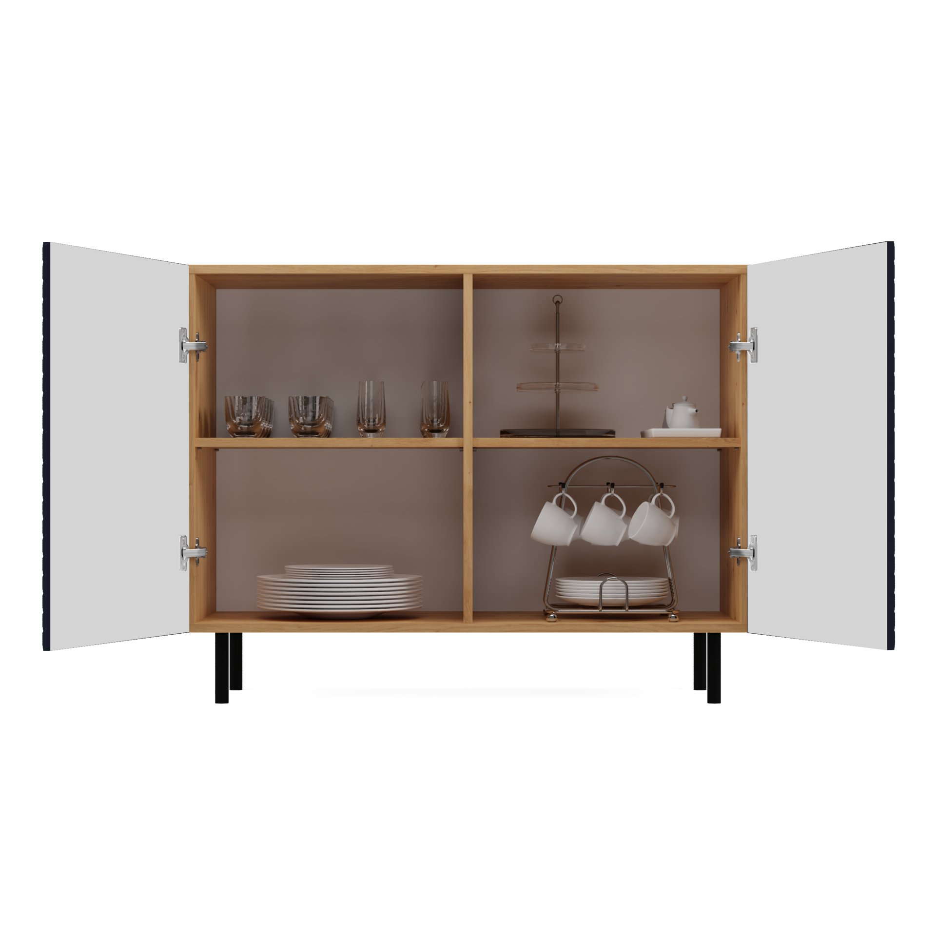 KOMODA KAMA2 SLIM RYFLOWANY FRONT LAMELE GRANATOWA