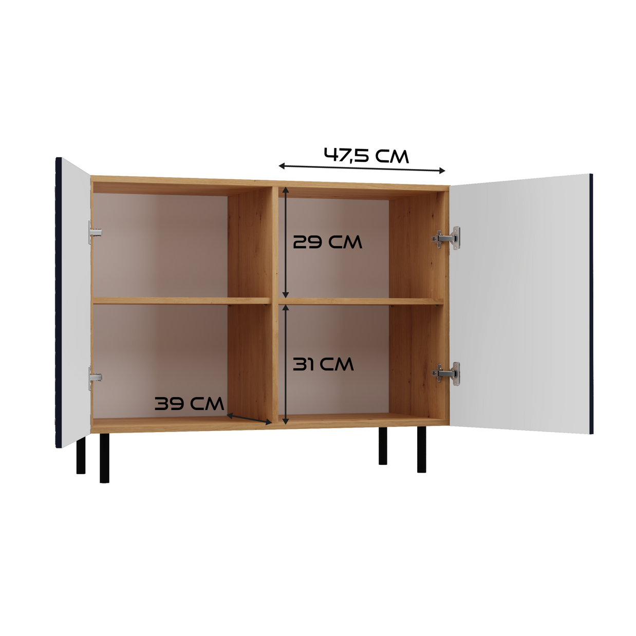 KOMODA KAMA2 SLIM RYFLOWANY FRONT LAMELE GRANATOWA