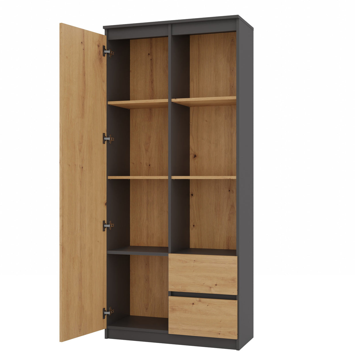 REGAŁ BIUROWY DRZWI RS-80 BILY ANTRACYT DĄB ARTISAN