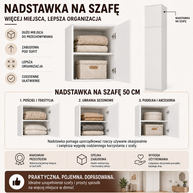 Nadstawka Na Szafę SD-50 BIEL Półka 50 cm Do Garderoby Pokoju
