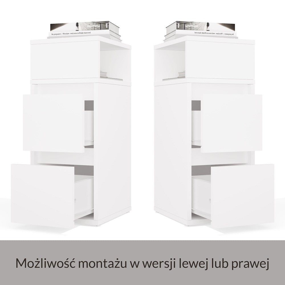 Szafka Nocna YORK Stolik Nocny Półka 2 Szuflady Do Sypialni BIAŁY