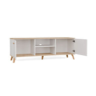 Szafka RTV OLYMPO 150 BIAŁA DĄB ARTISAN 150 CM Stolik Pod TV Telewizor
