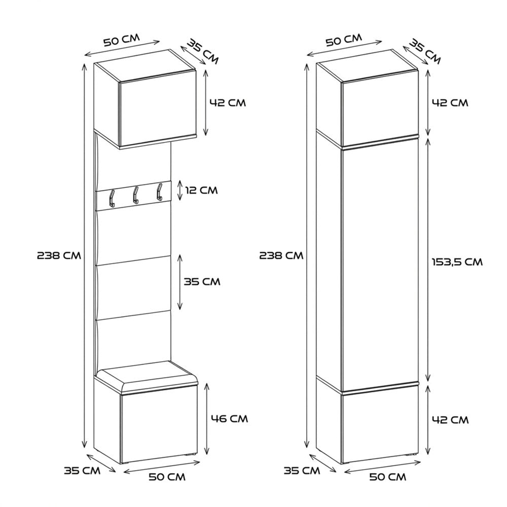 Garderoba HAGA IV 2Sz2W BIAŁY 2x Szafa + 2x Wieszak Do Przedpokoju