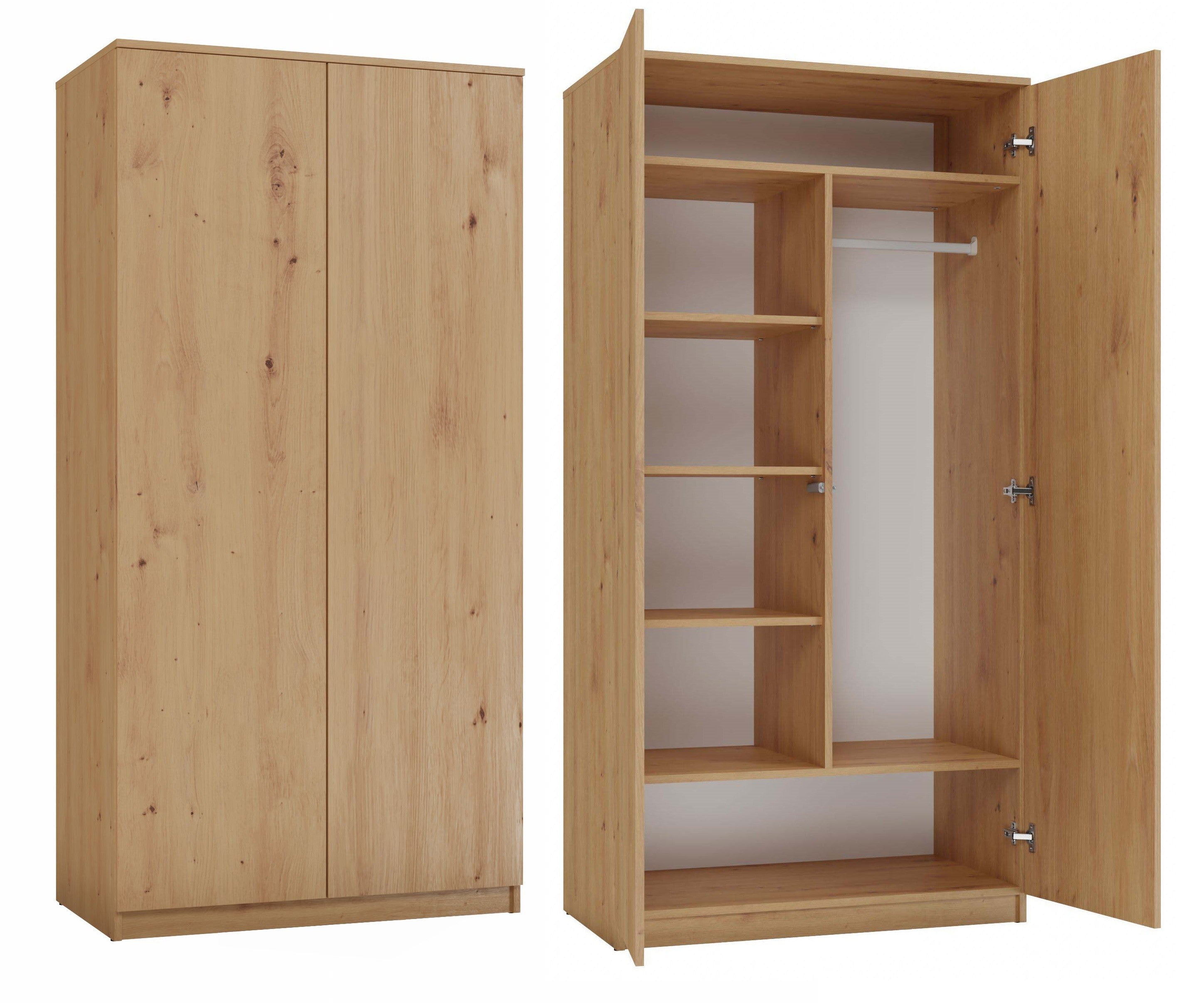 SZAFA GARDEROBA DRZWI PÓŁKI SD-90 DĄB ARTISAN