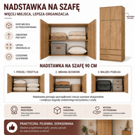 Nadstawka Na Szafę SD-90 DĄB ARTISAN Półka 90 cm Do Garderoby Pokoju
