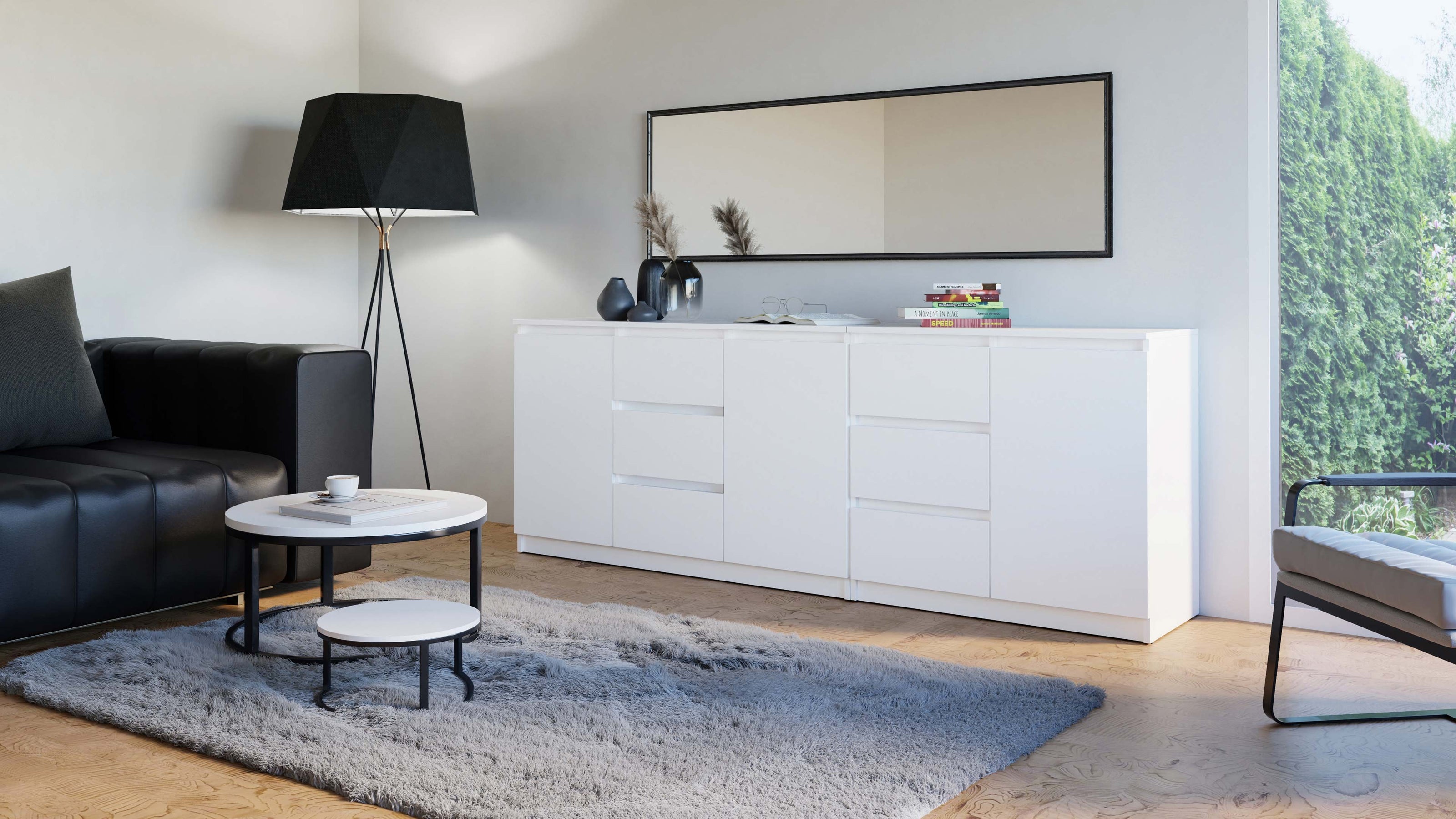 ZESTAW KOMODA COSTA 6 SZUFLAD 3 DRZWI SZAFKA BIEL