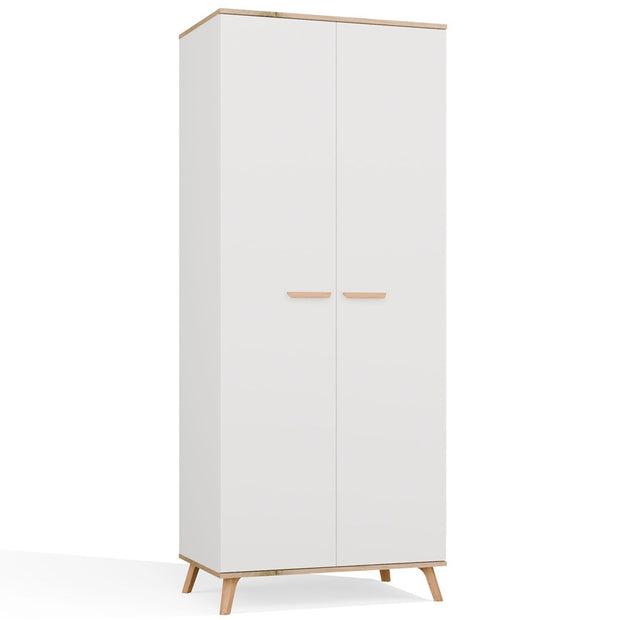 Szafa Ubraniowa OLYMPO 2D BIAŁA DĄB ARTISAN 80 Cm Drążek 2 Drzwi Sypialnia