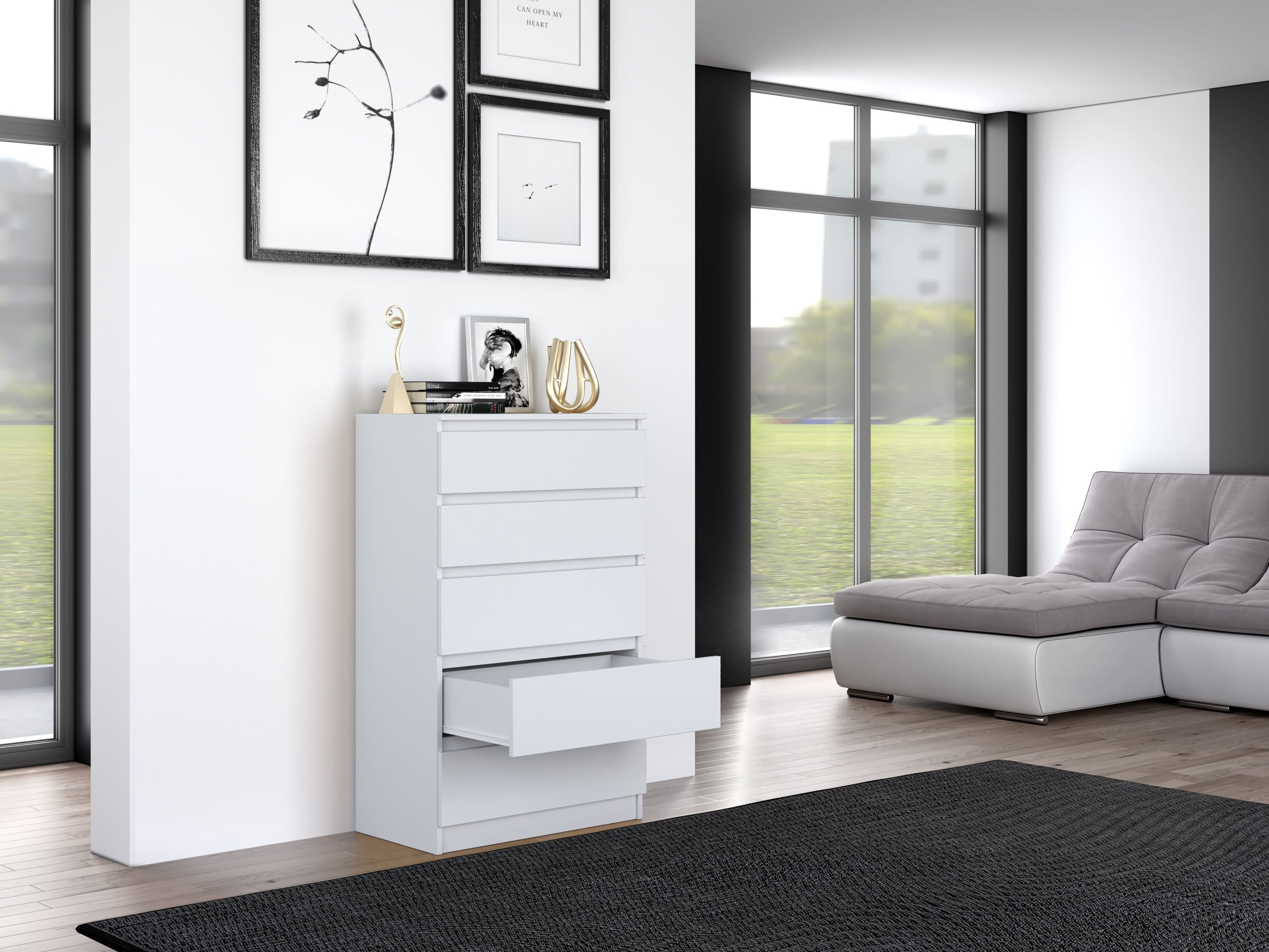 KOMODA SZAFKA 5 SZUFLAD M5 BIEL