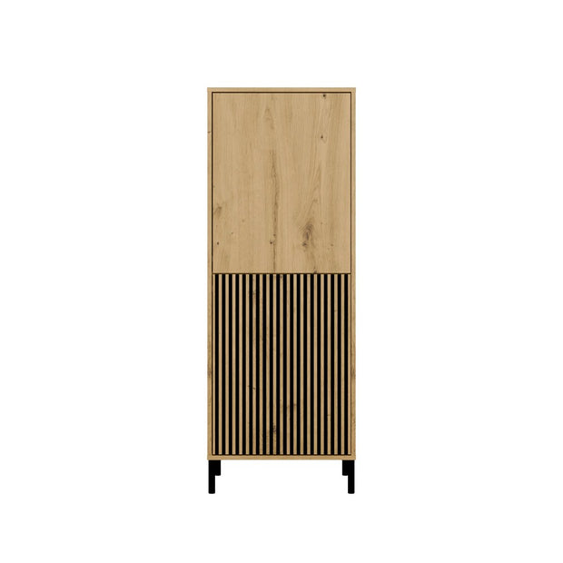 Witryna KAMARO 2DK SLIM/GŁADKI DĄB ARTISAN Lamele Front Ryflowany + Klasyczny