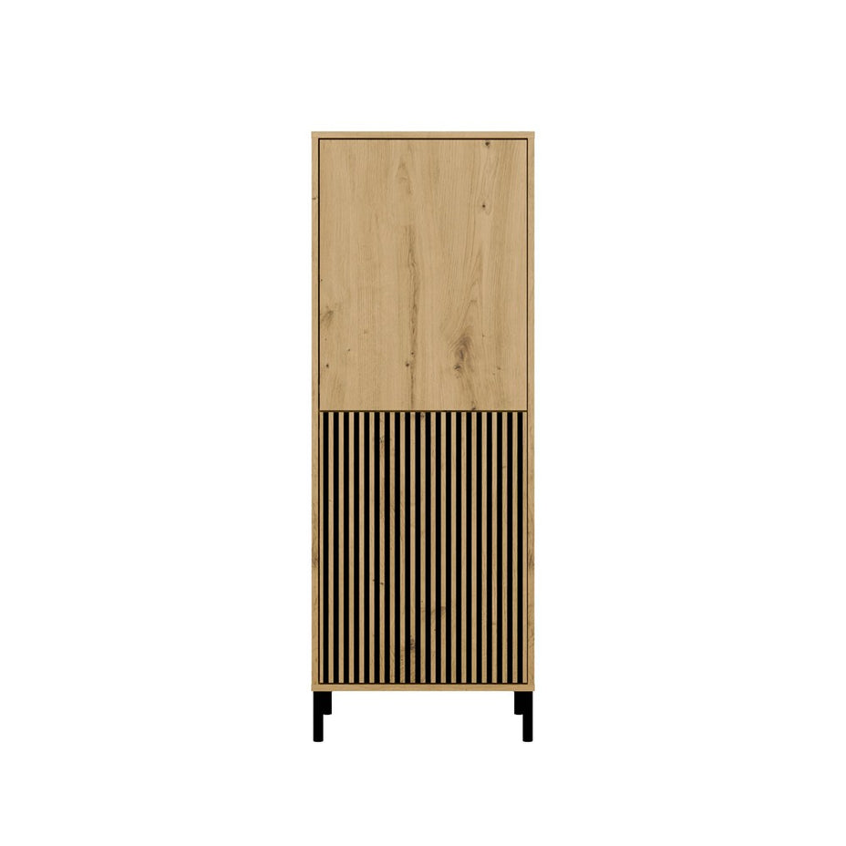 Witryna KAMARO 2DK SLIM/GŁADKI DĄB ARTISAN Lamele Front Ryflowany + Klasyczny