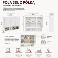 Szafka Łazienkowa Wisząca POLA 3DL/P BIAŁY 80 Cm 3 Lustra z Półką