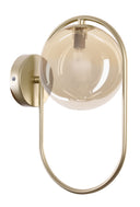 Kinkiet ścienny CORDEL w stylu vintage  – złoty mosiądzowany ring z bursztynowym kloszem kulką - elegancka lampa ścienna G9 LED - 5903034844075.jpg