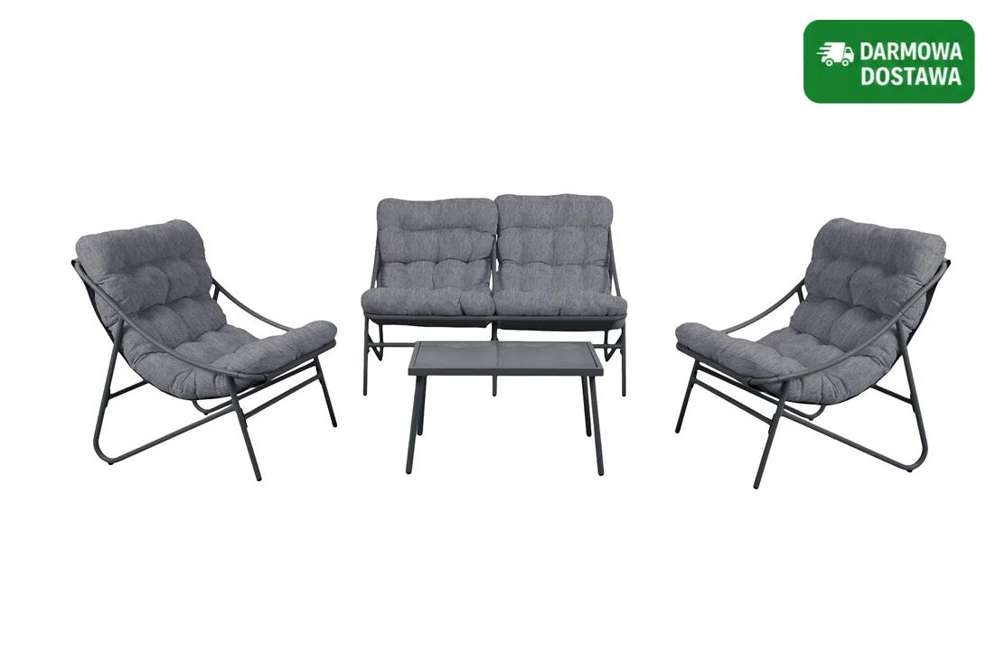 Zestaw Mebli Ogrodowych VIBE 4 Częściowy Fotele Sofa Stolik SZARY