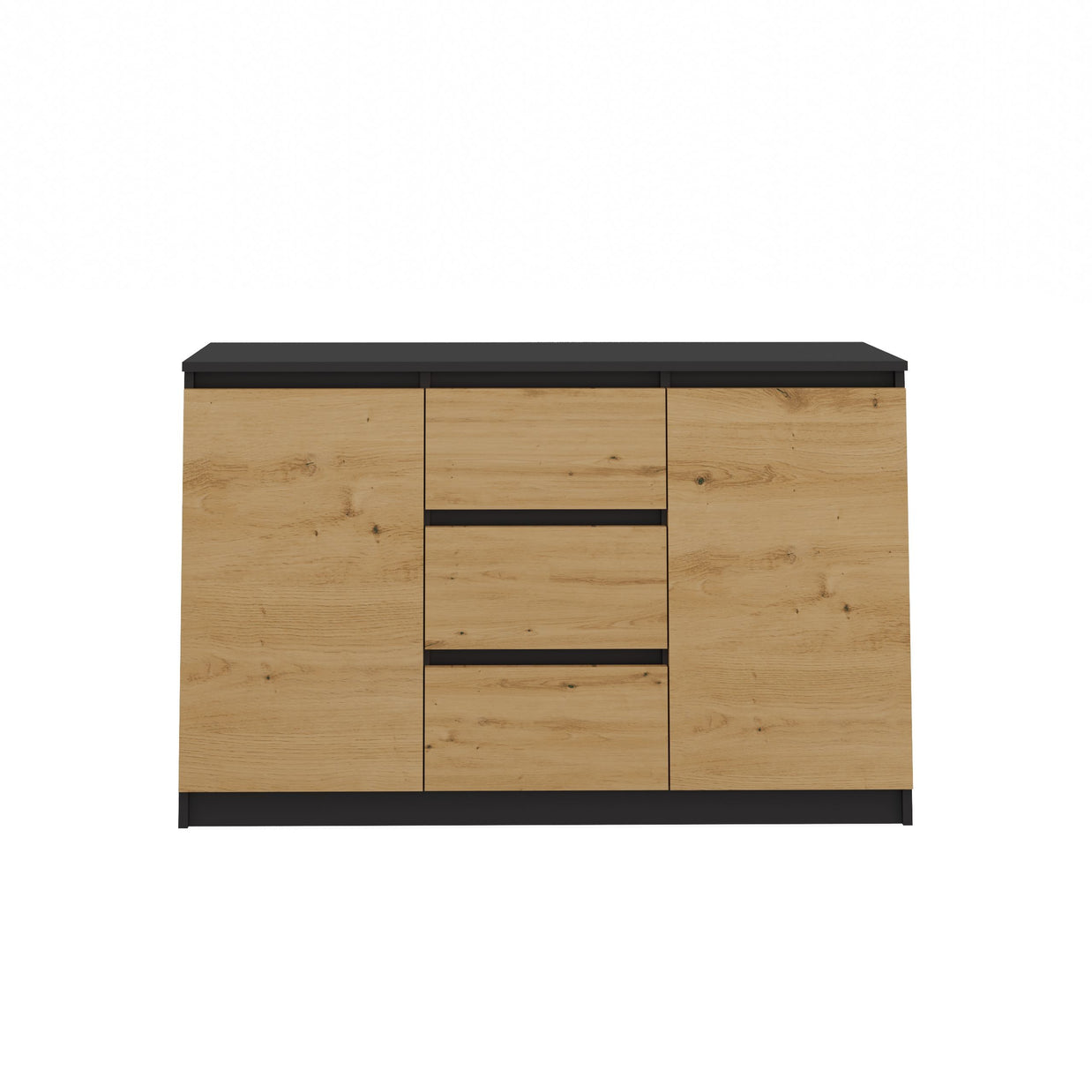 KOMODA 2D3S 120 DRZWI SZUFLADY ANTRACYT DĄB ARTISAN