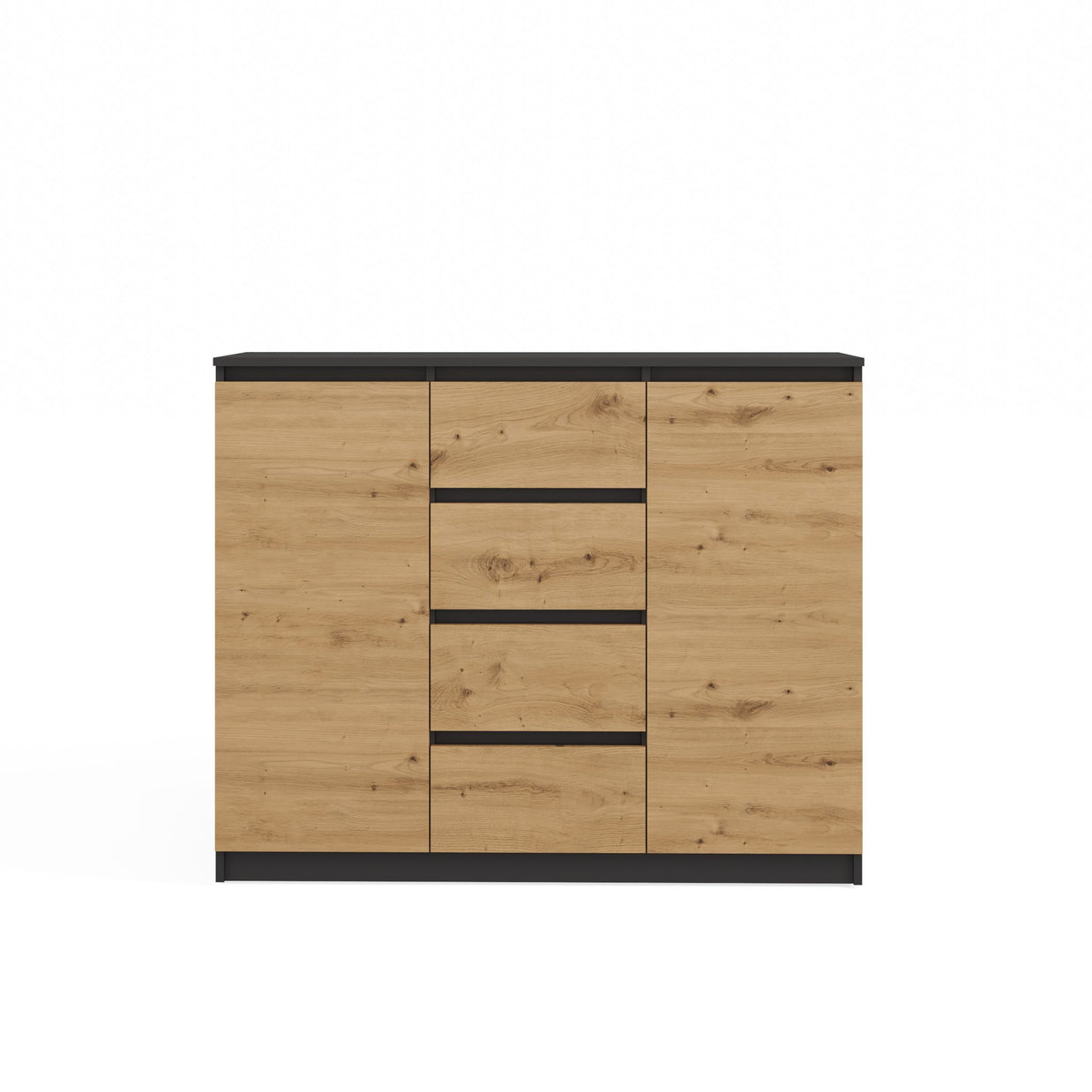 KOMODA SZAFKA 2D4S 120 - ANTRACYT / DĄB ARTISAN