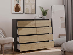 KOMODA MALWA M8 140 ANTRACYT / DĄB ARTISAN