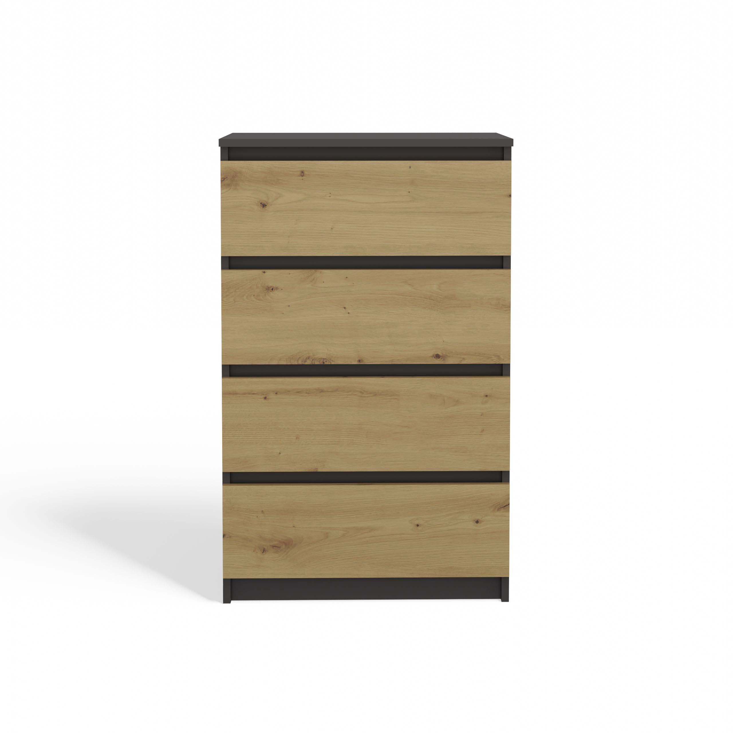 KOMODA SZAFKA 4 SZUFLADY M4 ANTRACYT / DĄB ARTISAN