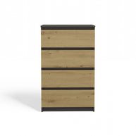 KOMODA SZAFKA 4 SZUFLADY M4 ANTRACYT / DĄB ARTISAN