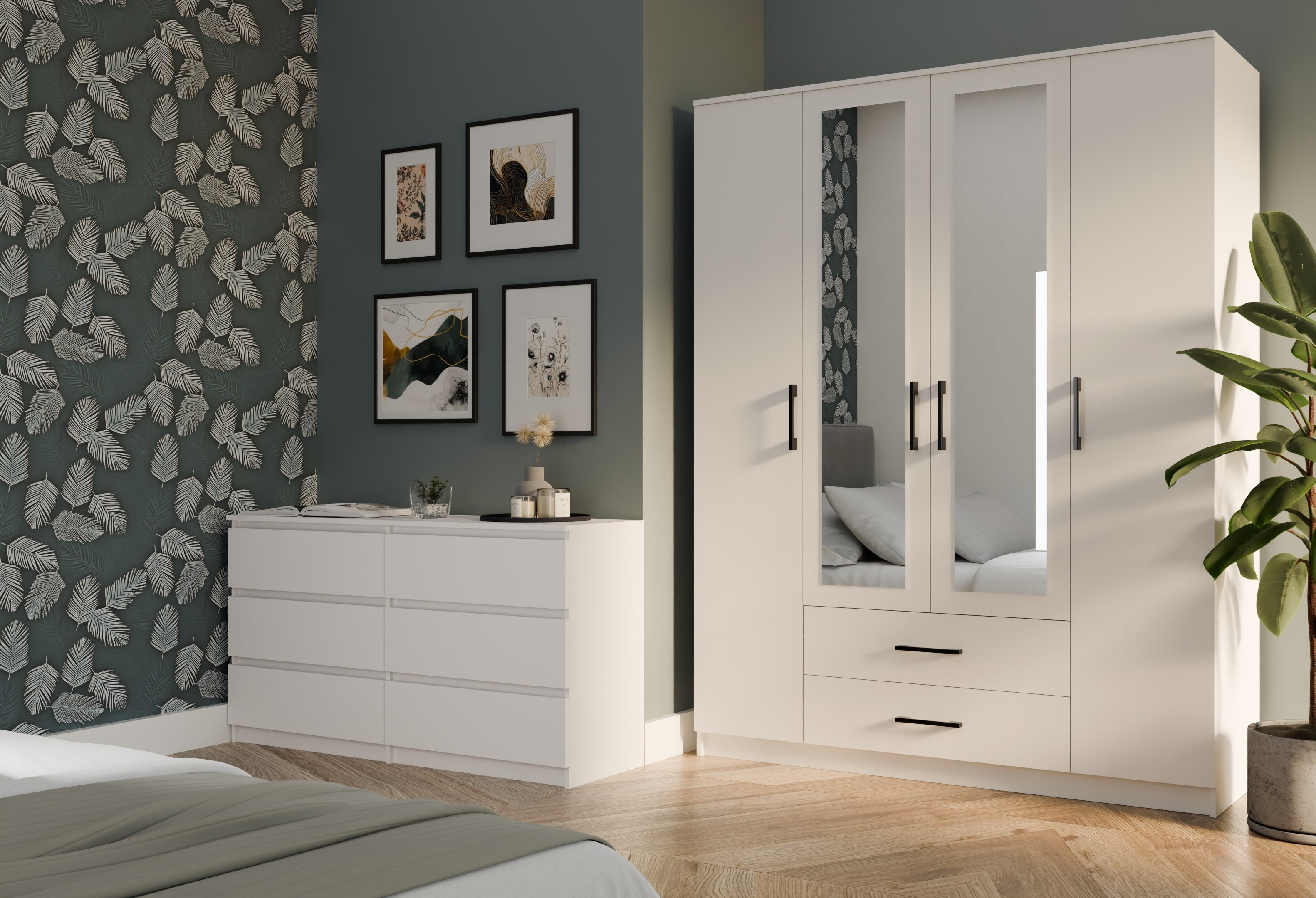 SZAFA ROMANA 160 LUSTRO 2 SZUFLADY 160CM BIEL