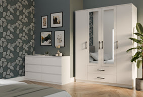 SZAFA ROMANA 160 LUSTRO 2 SZUFLADY 160CM BIEL