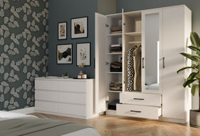 SZAFA ROMANA 160 LUSTRO 2 SZUFLADY 160CM BIEL