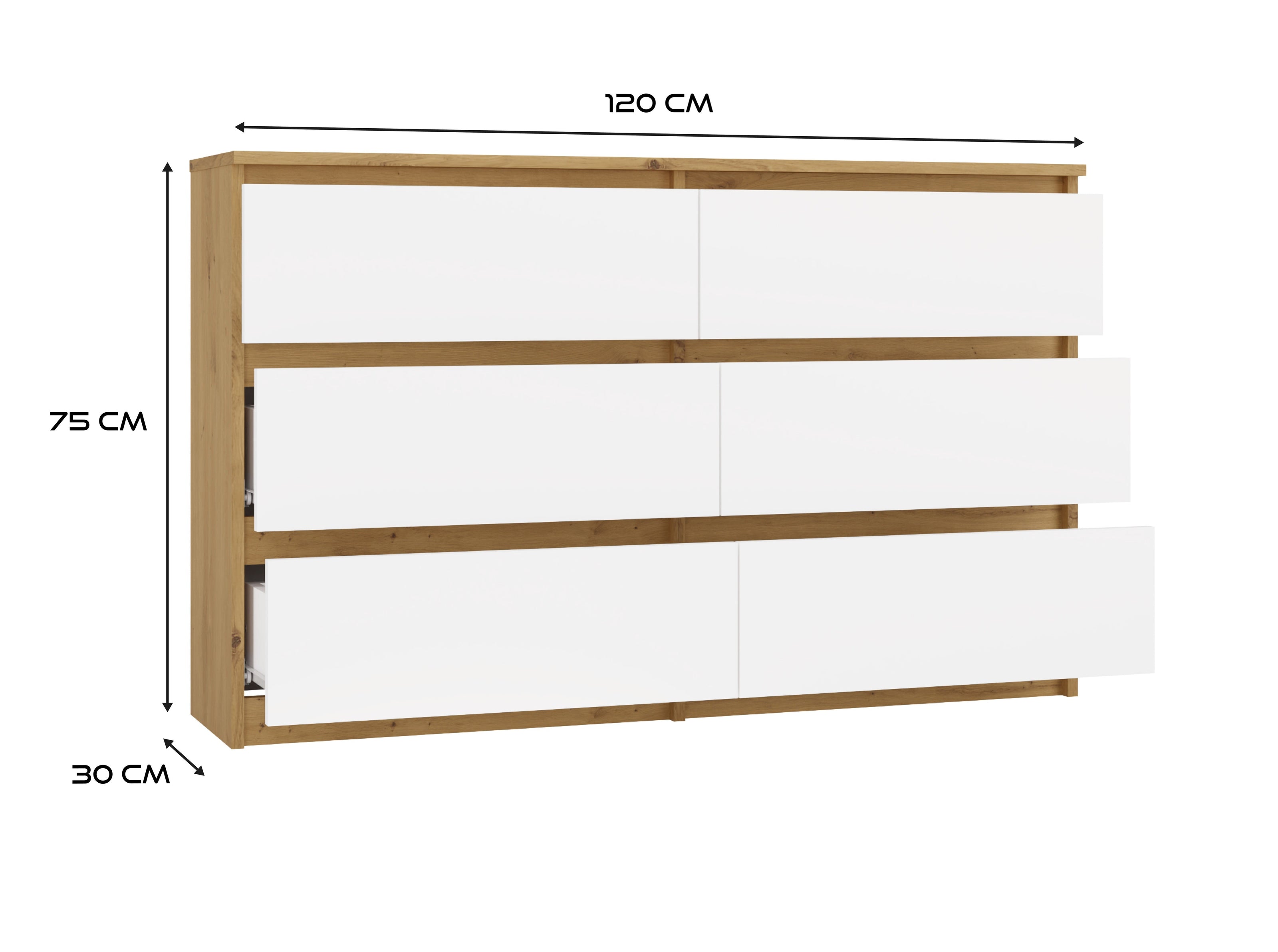 KOMODA MALWA M6 120 DĄB ARTISAN / BIAŁY