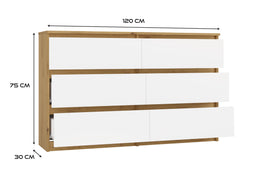 KOMODA MALWA M6 120 DĄB ARTISAN / BIAŁY