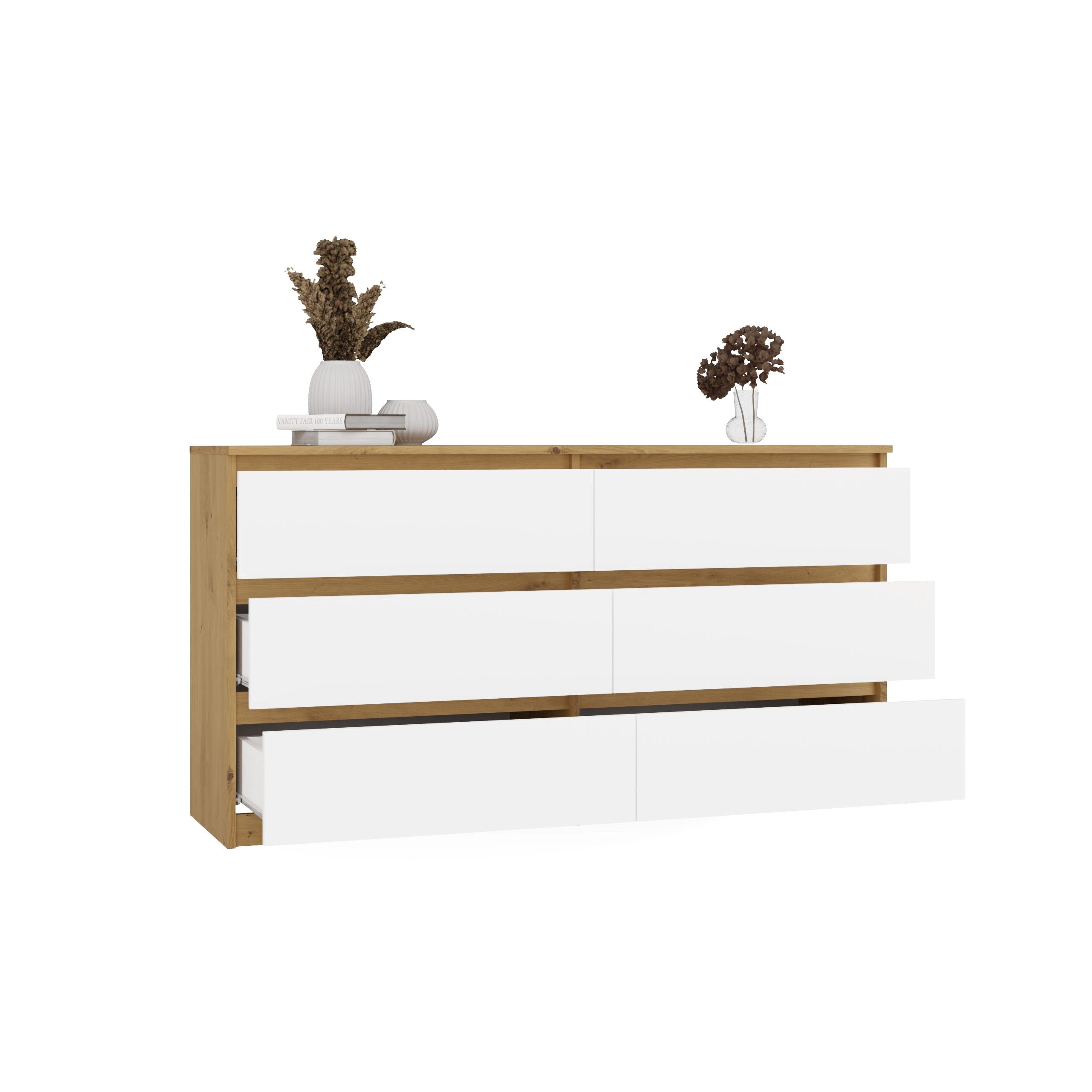 KOMODA MALWA M6 140 DĄB ARTISAN / BIAŁY