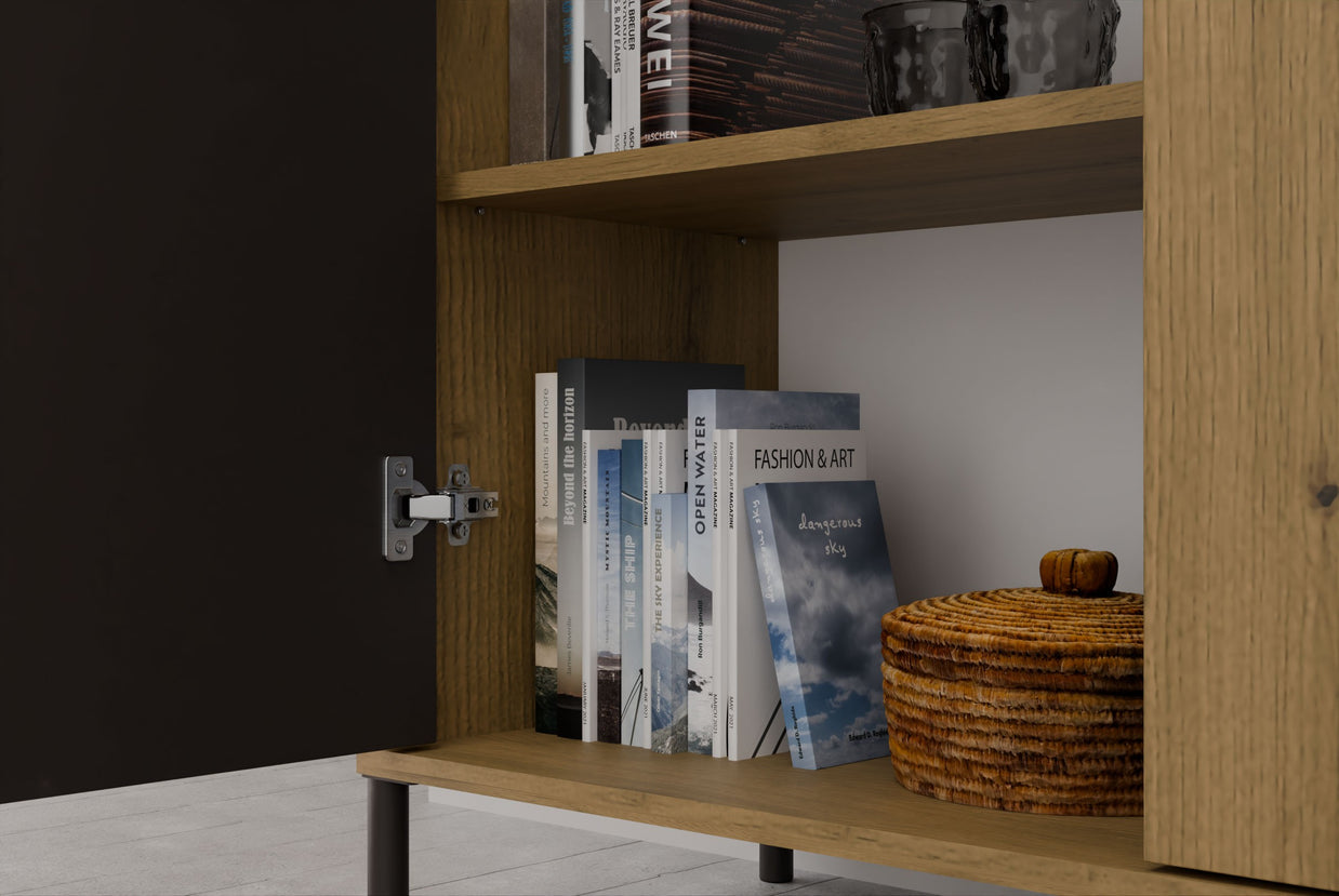 WITRYNA KAMARO 2DD SLIM/GŁ DĄB ARTISAN LAMELE FRONT RYFLOWANY + GŁADKI