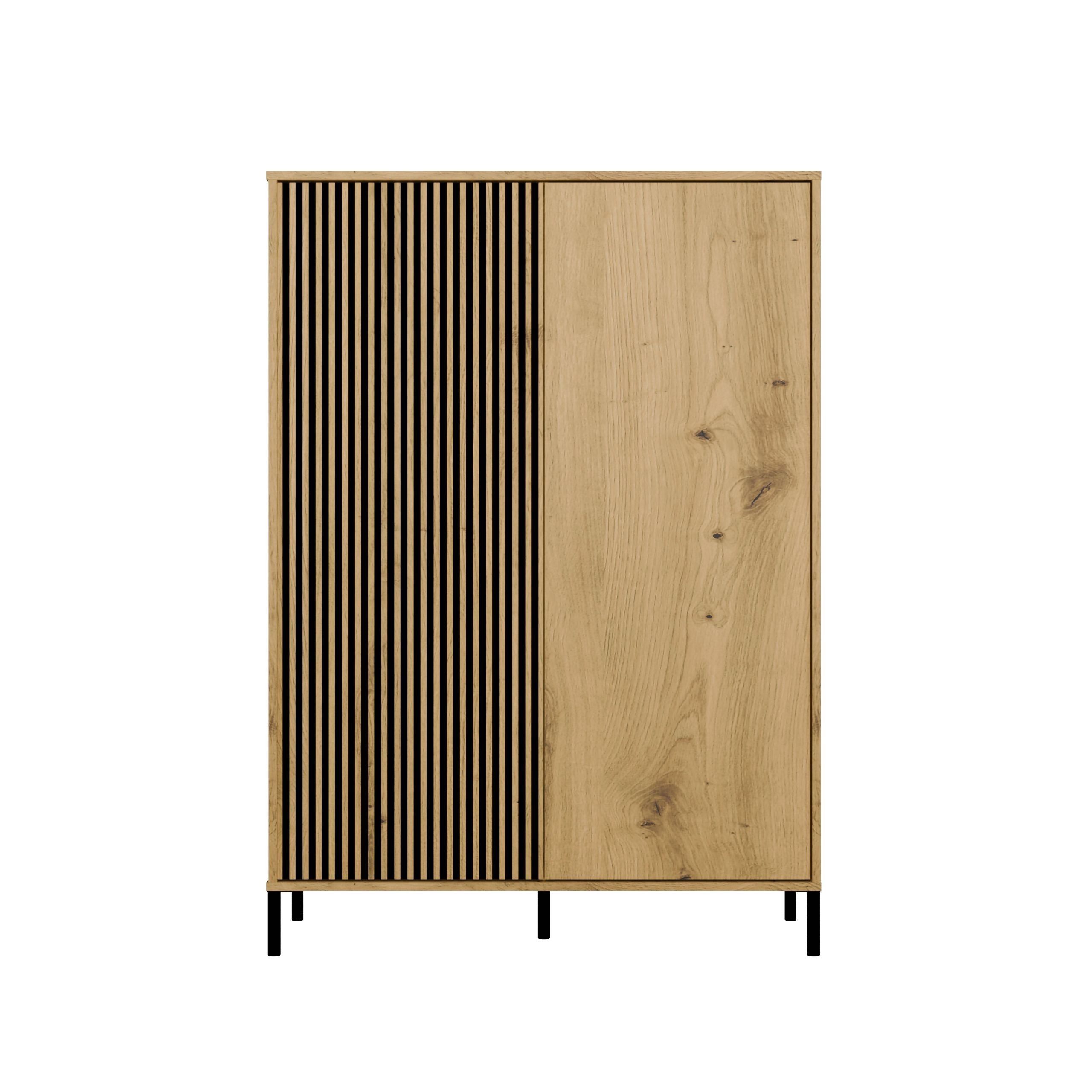 WITRYNA KAMARO 2DD SLIM/GŁ DĄB ARTISAN LAMELE FRONT RYFLOWANY + GŁADKI