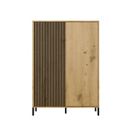 WITRYNA KAMARO 2DD SLIM/GŁ DĄB ARTISAN LAMELE FRONT RYFLOWANY + GŁADKI